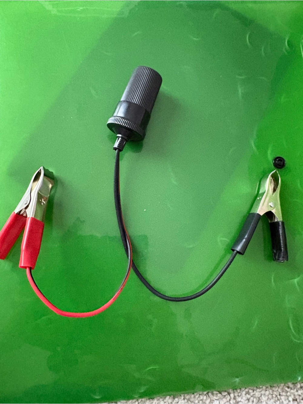 12V Cigarette Lighter Adapter with Alligator Clips - Black and Red